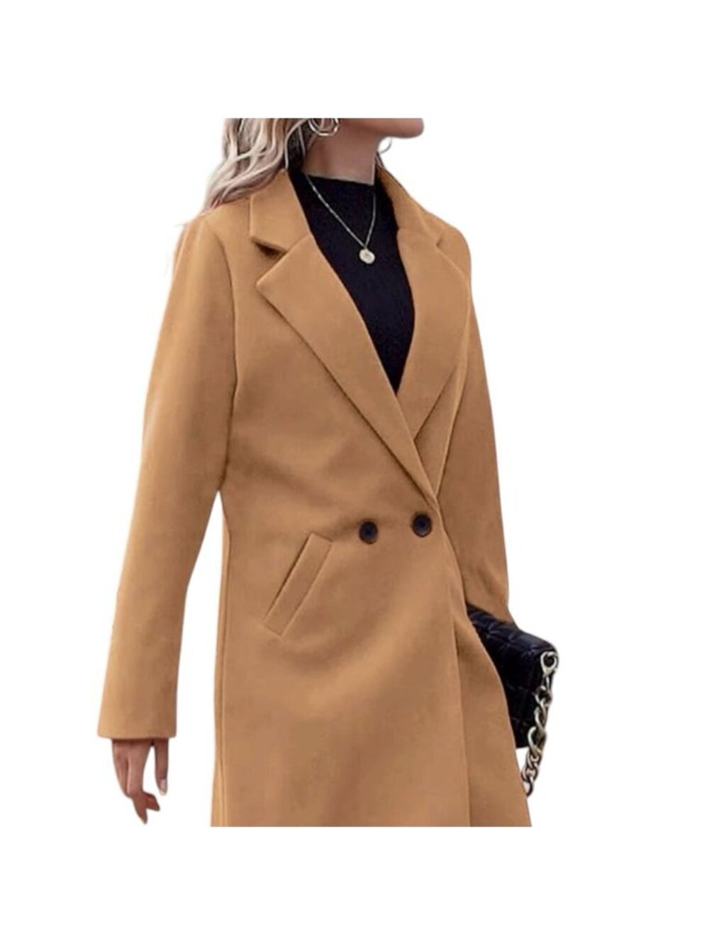 Fashion Women’s Camel Wool Blend Winter Coat XL Long Classic Elegant NWT - Picture 2 of 12
